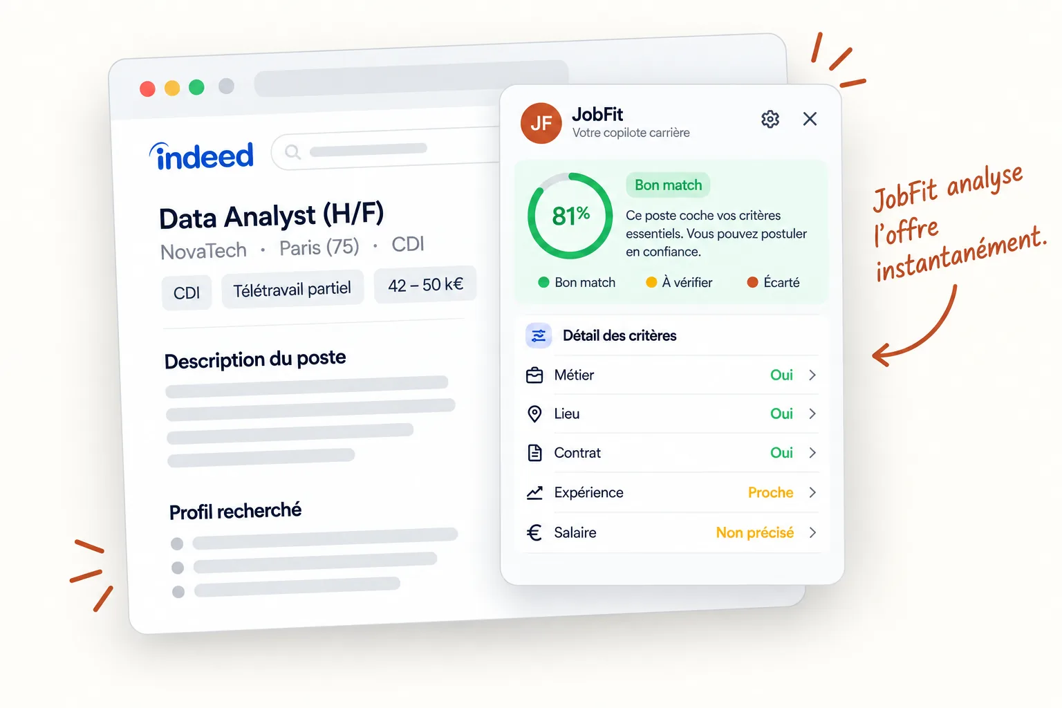 JobFit analyse une offre d'emploi